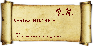 Vasina Miklós névjegykártya